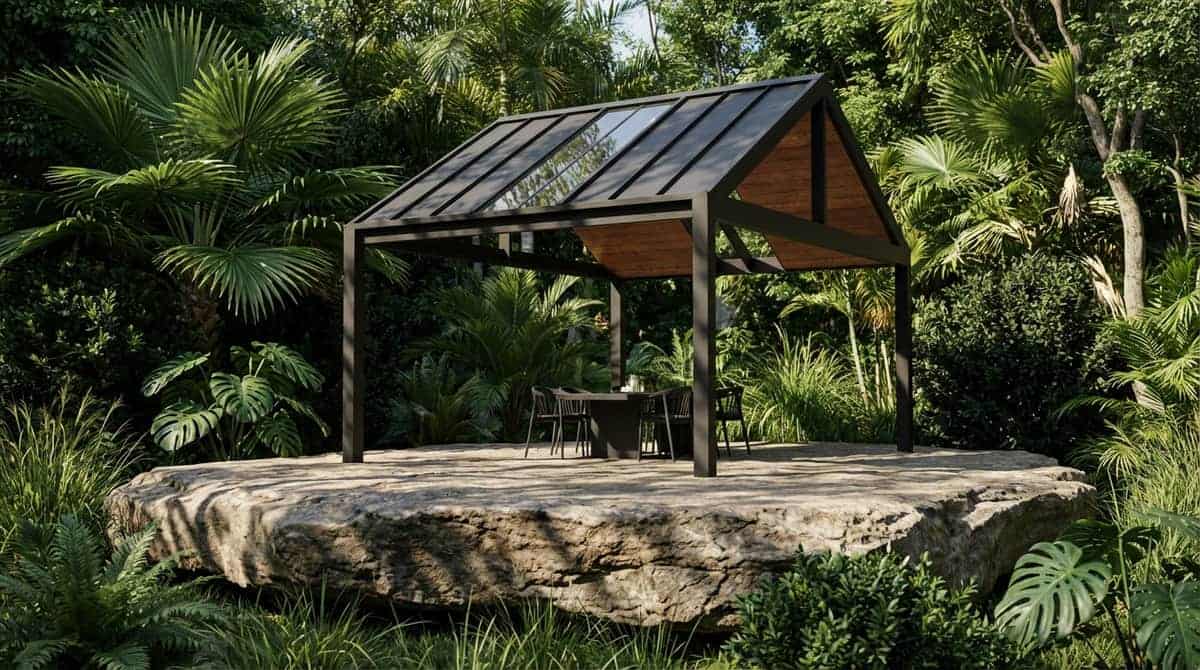 Gable pergola in a rainforest setting